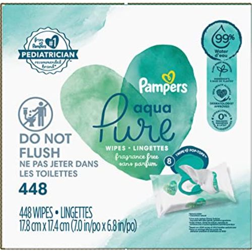Pampers Aqua Pure Sensitive Baby Wipes 8X Pop-Top 448 Count