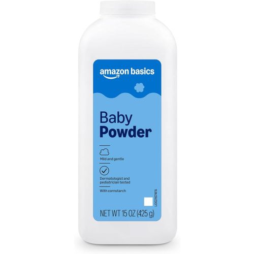 Amazon Basics Cornstarch Baby Powder, Hypoallergenic with Aloe and Vitamin E, 15 oz, 1 Pack