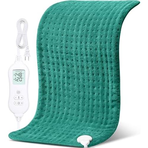 NOWWISH Heating Pad for Back Pain Relief & Period Cramps, 33x17 Inches Electric Heating Pad with 10 Heat Settings, Timer and Auto Shut-Off, Machine Washable, Valentines Day Gifts for Her, Green