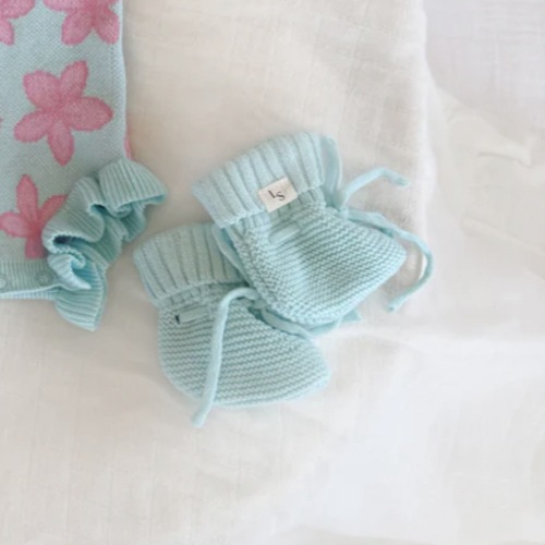 Knitted Booties - Aqua