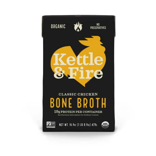 Organic Kettle & Fire Classic Chicken Bone Broth, 16.9 oz Microwaveable Shelf-Stable Carton