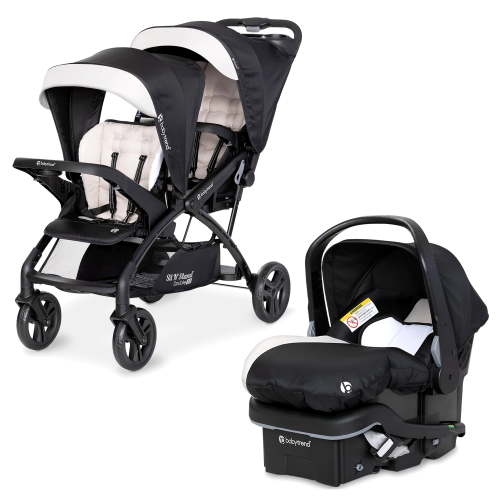 Baby Trend Double Stroller w/ Infant Car Seat, Sit N' Stand & EZ-Lift Plus, Khaki, Travel System