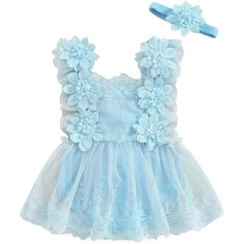 Mubineo Baby Girl Summer Clothes Lace Romper Skirt Dress Princess Outfits Sleeveless Flower Newborn Outfit