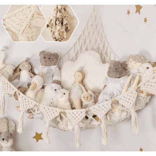 Triangular Toy Hammock, Doll Storage Net Bag, Plush Toy Display Wall Storage Bag, Toy Storage Woven Hammock