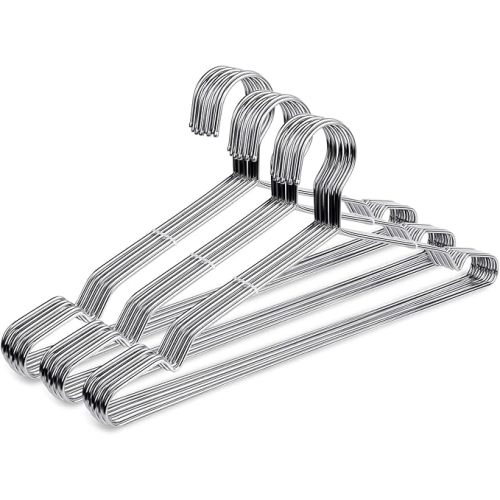 Baby Hangers, 50 Pack Stainless Steel 12.6 Inch Heavy Duty Non-Slip Space Saving Coat Hangers for Kids Children Toddler Clothes