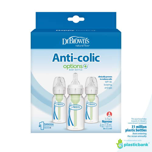 Dr. Brown's Newborn Anti-Colic Baby Bottles 3-Piece 4 Oz. - Green
