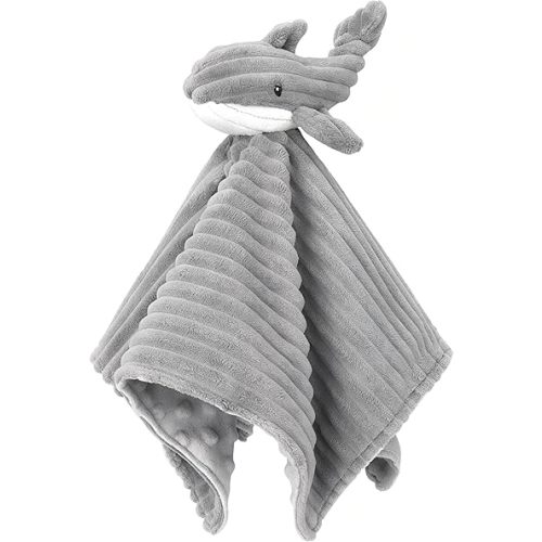 Baby Security Blanket for Boys and Girls Lovey Whale 15 Inch Grey