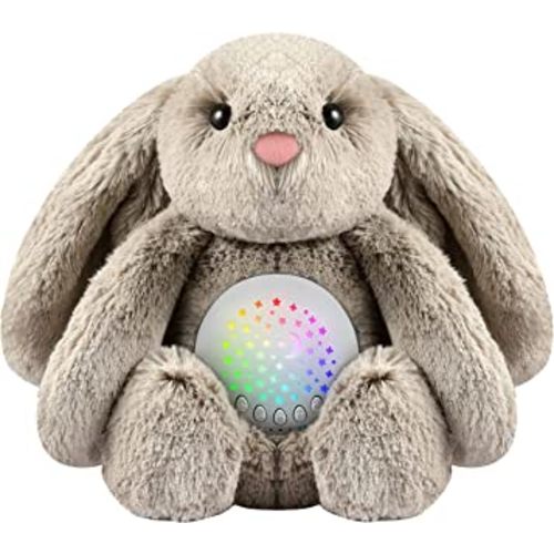 BEREST Baby Sleep Soother Bedtime Bunny with Starry Projector Night Light, Plush Stuffed Animal for Newborn Infants, Lullaby Music, White Noise, Mother's Heartbeat for Boys & Girls Shower Gifts