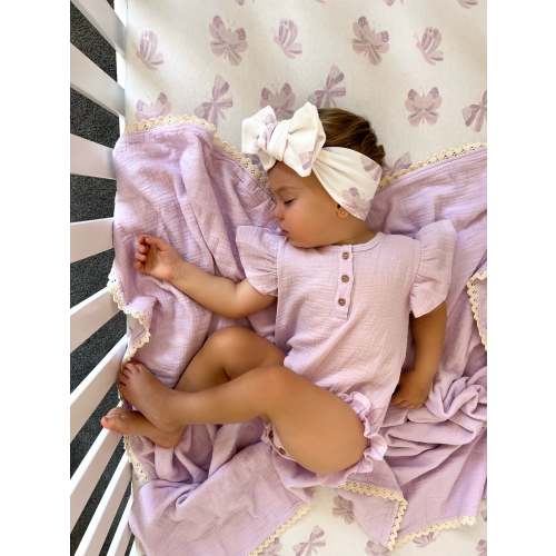Frill Muslin Romper | Pastel Lilac