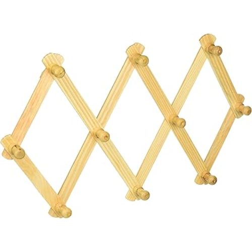 SYMAK 92324-3PK Lot of 3-Home-Aide Hook Wood Wall Peg Rack-Wooden Expanding Accordian Style, White