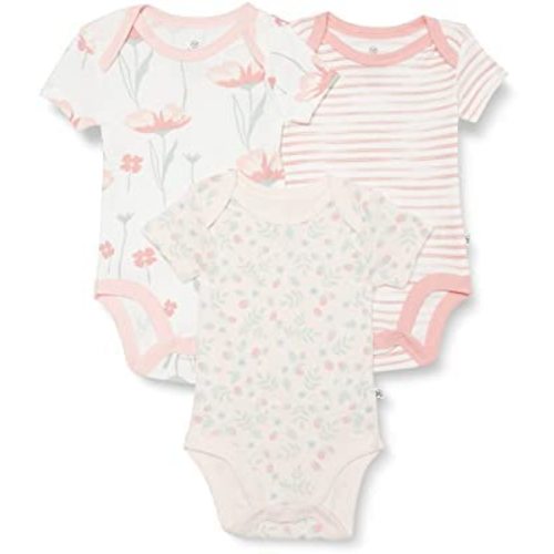 HonestBaby Unisex Baby 3-Pack Short Sleeve Bodysuits One-piece 100% Organic Cotton for Infant Baby Boys, Girls