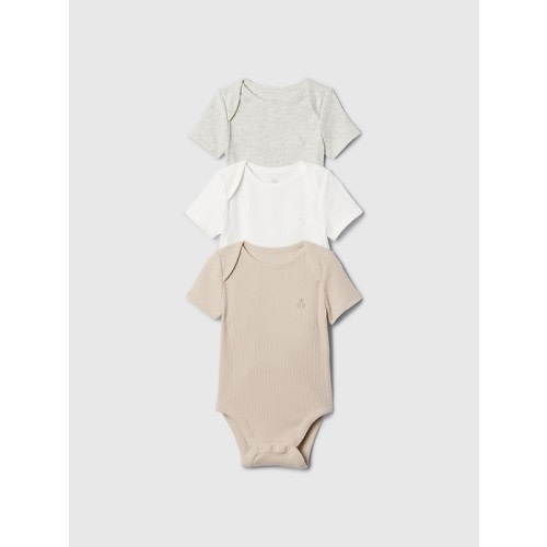 Baby First Favorites TinyRib Bodysuit (3-Pack) in neutral beige, size: 3-6 M