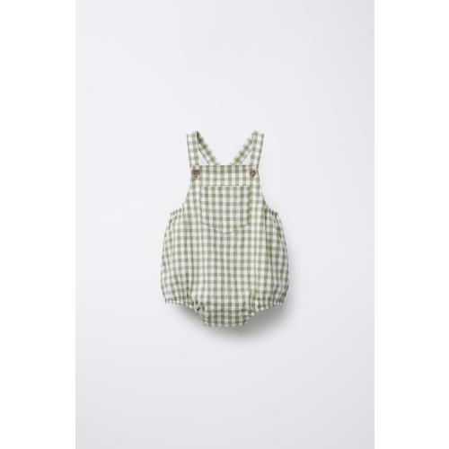 GINGHAM JUMPSUIT - Green / Ecru | ZARA United States