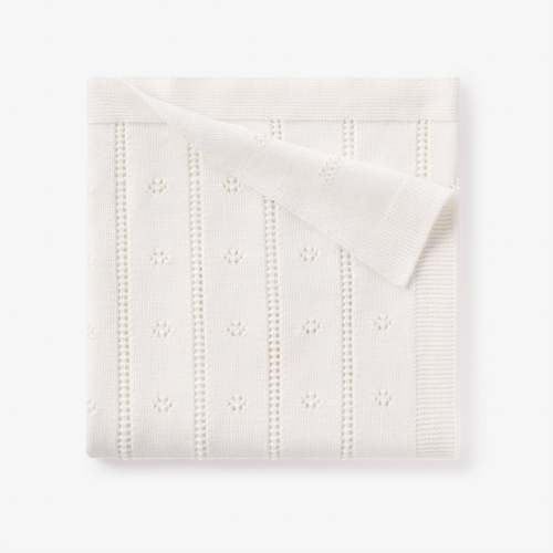 Cream Pointelle Knit Baby Blanket