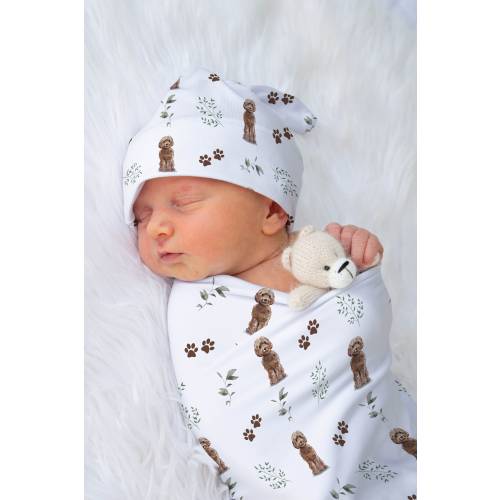 Cockapoo Swaddle Blanket With Name Swaddle Custom Cockapoo Baby Shower Gift For Baby Girl Name Blanket Coming Home Outfit Baby Boy Gift
