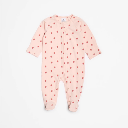 Baby Organic Cotton Print Zip Coverall - Pink Strawberry | Target Australia