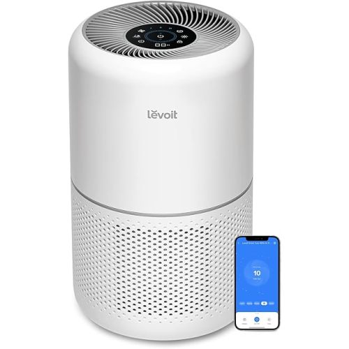 LEVOIT Air Purifiers for Home Bedroom, Smart WiFi, HEPA Sleep Mode for Home Large Room, Quiet Cleaner for Pet Hair, Allergies, Dust, Smoke, Pollon, White Noise, Alexa Control, Core300S-P, White