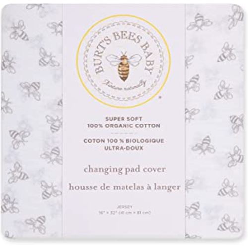 Burt's Bees Baby Unisex Baby Gift Set - Crib Sheet, Changing Pad Cover & Burp Cloths, 100% Organic Cotton Essentials Bundle