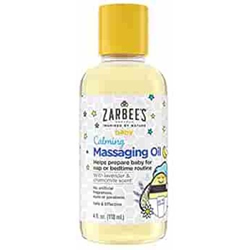 Zarbee's Baby Massage Oil, Calming and Soothing Sleep with Lavender and Chamomile, 4oz Bottle
