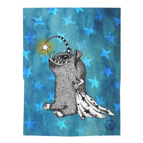 Sleepy Monster Swaddle Blanket. Cute star creature baby blanket. Custom turquoise infant wrap Bedtime critter baby shower gift goth Newborn