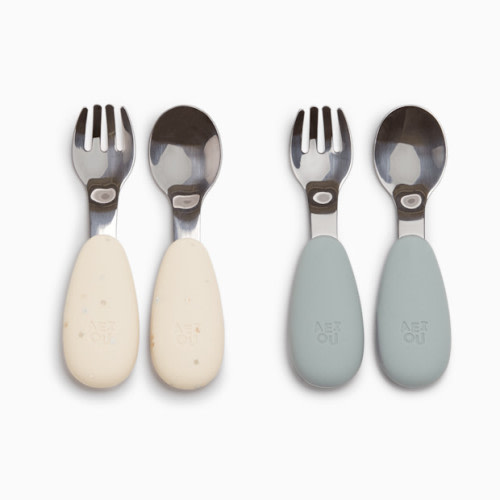 AEIOU Stainless Steel Utensils (4 Pack) - Sage/Oat Speckle