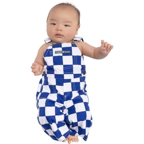 RALLY Baby ROYAL Checkered Bib Overall Outfit