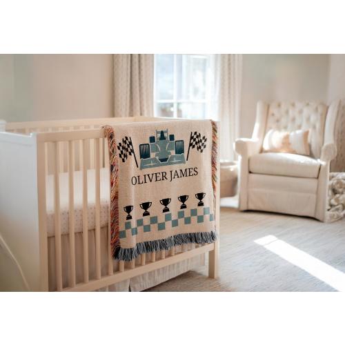 Personalized Race Car Baby Blanket: Custom Formula 1 Nursery Decor