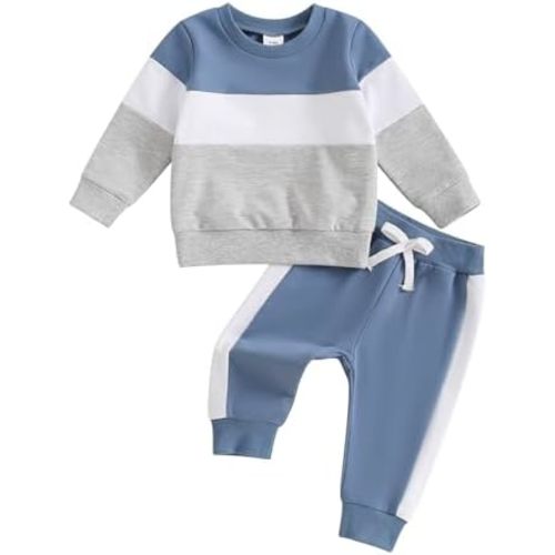 Toddler Baby Boy Fall Outfits Long Sleeve Crew Neck Pullover Sweatshirt + Jogger Pants Set Infant Winter Clothes