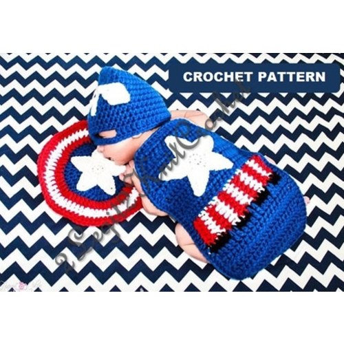 Crochet Pattern Inspired by Captain America Newborn Photo Prop Outfit