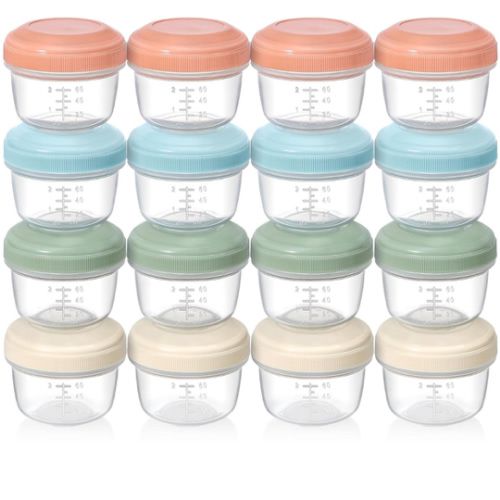 VITEVER [16 Pack] 4 oz Small Containers with Lids, Reusable Plastic Jars for Snack and Puree, Salad Dressing Container to Go, Deli Containers, Freezer Baby Food Containers, Dishwasher Safe, BPA Free