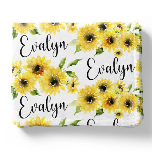 Savannah's Sunflowers Personalized Toddler Blanket