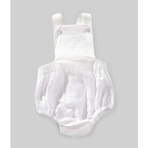 Edgehill Collection x Kristin Ellen Hockman Baby Girls Liv Embroidered Linen Blend Sunsuit Bubble