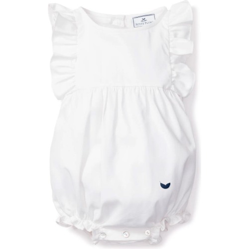 Baby Ruffle Twill Romper, 3-6M, White