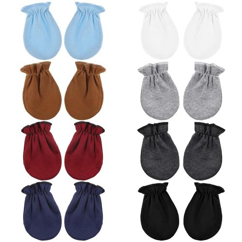 8 Pairs Newborn Mittens No Scratch Cotton Baby Hand Mittens Elastic Wrist Baby Gloves Soft Breathable Newborn Gloves for Babies 0-6 months