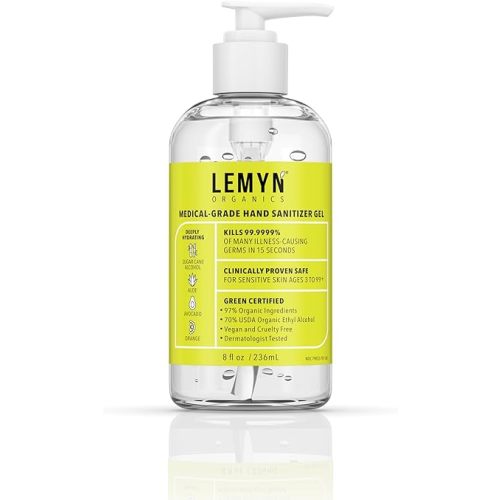 Medical Grade Hand Sanitizer Gel - 97% ORGANIC - 8 FL.OZ. with PUMP