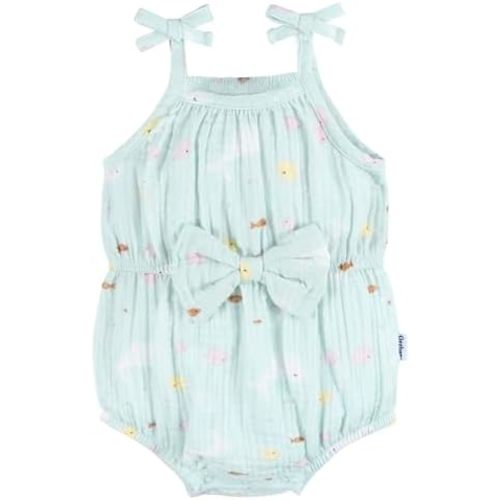 Gerber Baby Girls Gauze Sleeveless Romper