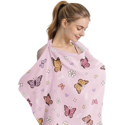 Butterfly Nursing Covers for Breastfeeding New Mom Feeding Cover for Breastfeeding Portable Breathable Baby Nursing Covers