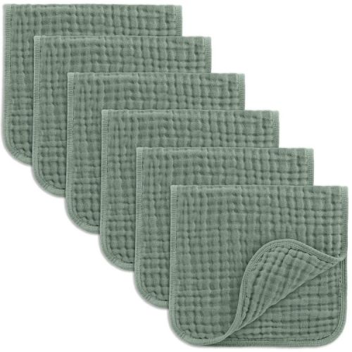 Muslin Burp Cloths Large 100% Cotton by Comfy Cubs (Fern, Pack of 6)