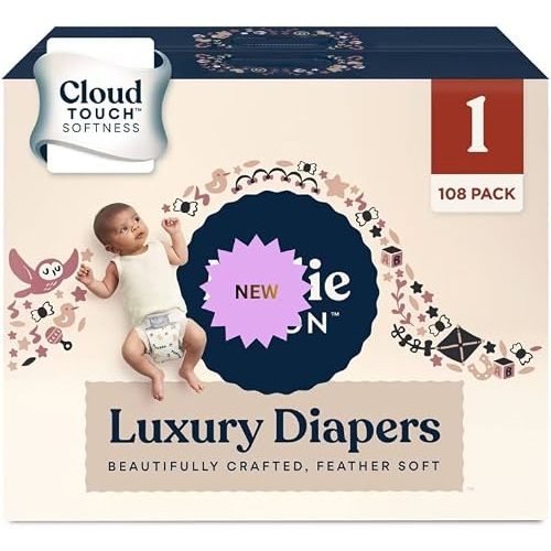New~Millie~Moon Lux~URY Diapers – Ultra Soft CloudTouch Diapers with 12 Hour Absorbency (Size1-108Count)
