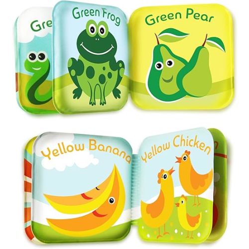 BabyBibi Floating Baby Bath Books for Baby. Kids Learning Bath Toys. Waterproof Bathtime Toys for Toddlers. Kids Educational Infant Bath Toys. (Set of 4: Color Recognition Bath Books)
