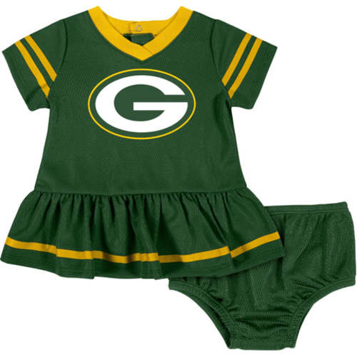 Baby Girls Green Bay Packers Cheerleader Dress and Diaper Cover Set