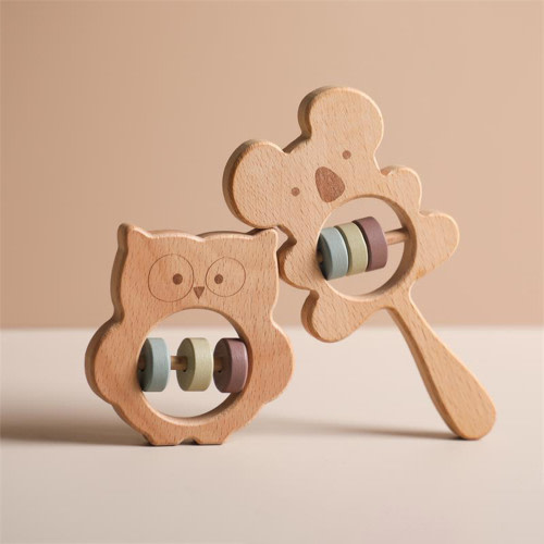 Multi-Sensory Learning Rattle for Babies - Wooden Toys for Babies - Infant Wooden Toy Set Baby Weights Toys - Teether