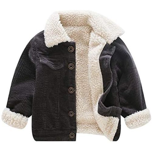 Toddler Boy Winter Corduroy Jacket Baby Girl Fall Sherpa Lined Outwear Coat