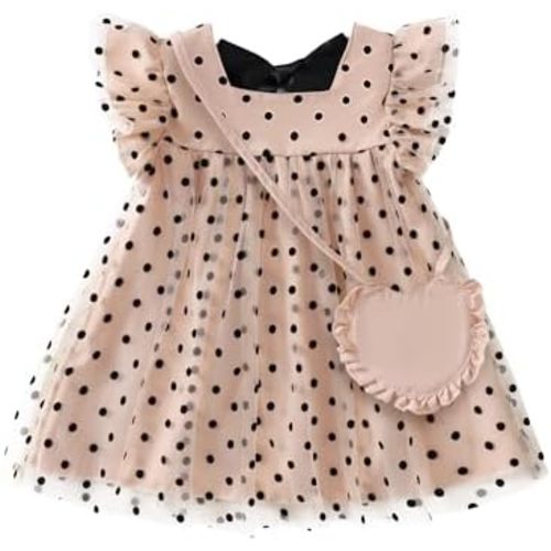 Kucnuzki Baby Girl Clothes Toddler Girls Summer Fairy Tulle Dress Ruffle Fly Sleeve Casual Sundress Cute Outfit for Kids