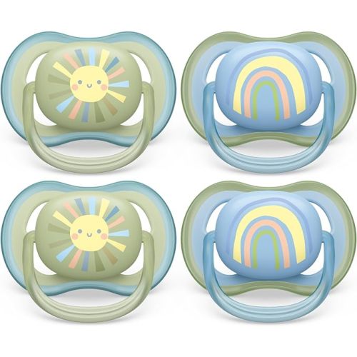 Philips Avent Ultra Air Pacifier - 4 x Light, Breathable Baby Pacifiers for Babies Aged 0-6 Months, BPA Free with Sterilizer Carry Case (Model SCF085/49)