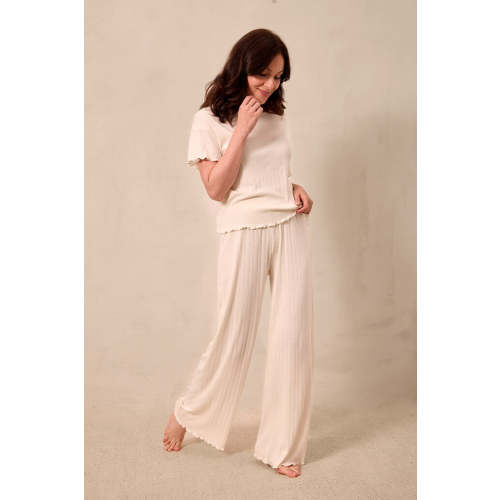 Cream Pointelle Short-Sleeve Women’s Sleep Set