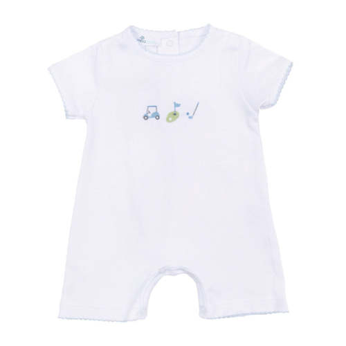 Tiny Tee Time Embroidered Short Playsuit - Light Blue
