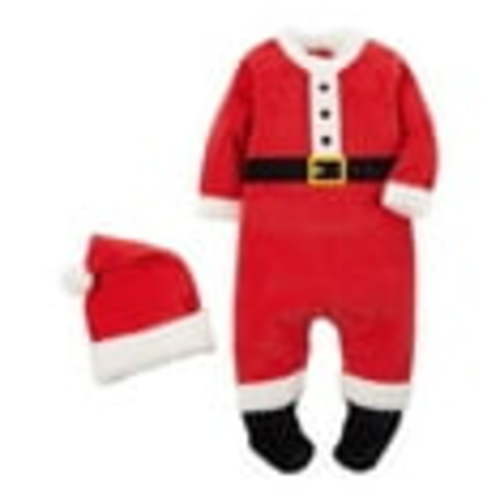 Hooded Fleece Rompers Infant Baby Boys Girls Long Sleeve Christmas Santa Romper Jumpsuit+Hat Outfits New Casual Winter Jumpsuits Red 3-6 Months
