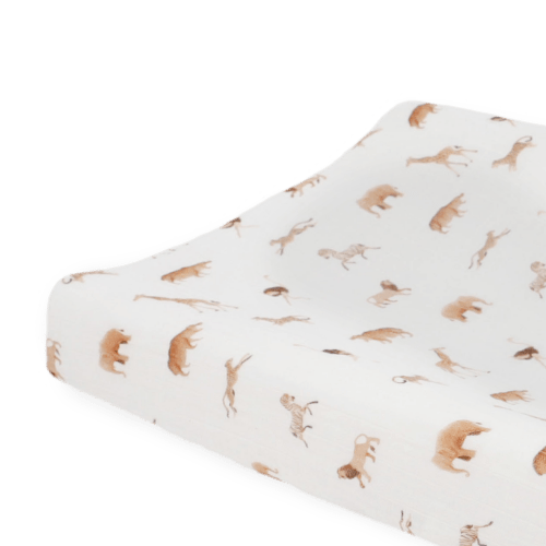 Organic Cotton Muslin Changing Pad Cover - Animal Crackers