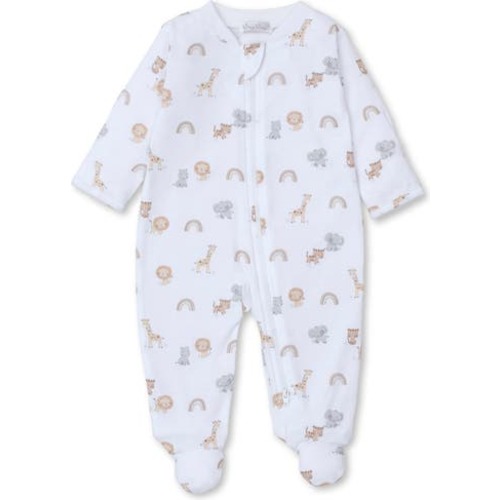 Animal Print Pima Cotton Zip Footie, 0-3M